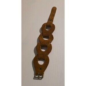 1970s Linked Suede Leather Brown Tan Boho Hippie Bracelet
